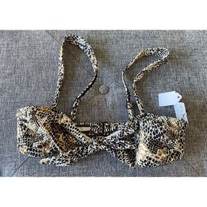 NEW Ardene Snake Print Tie Bikini Top Size Small‎ Brown Ivory
